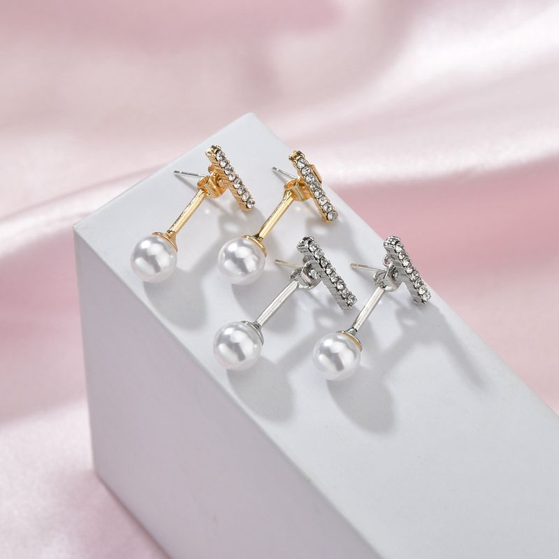 925 Silver Post Straight Pearl Small Stud Earrings Simple Retro Exquisite Earrings Wholesale Nihaojewelry