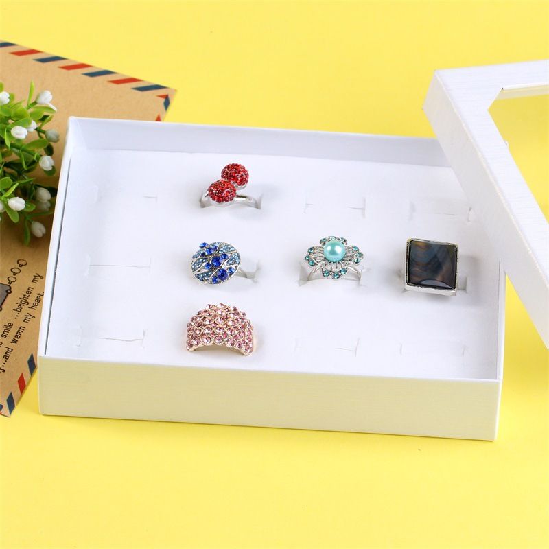 12 Hole Ring Display Box Transparent World Cover Carton Fashion Rings Storage Boxes