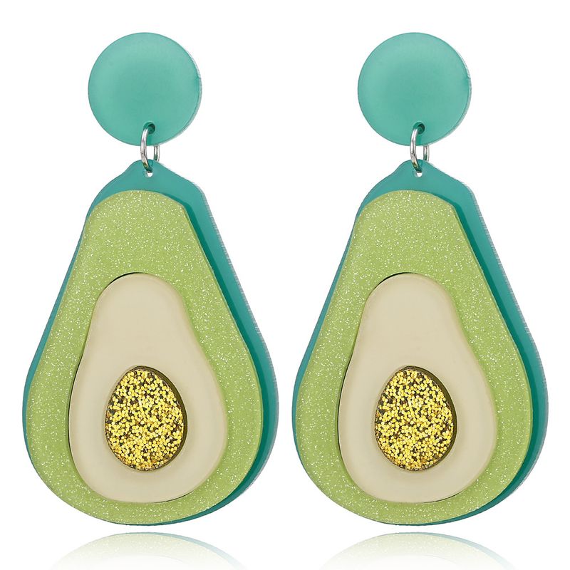 Mode Nouveau Acrylique Avocat Fruits Vert Boucles D&#39;oreilles Mignon Boucles D&#39;oreilles Douces En Gros Nihaojewelry