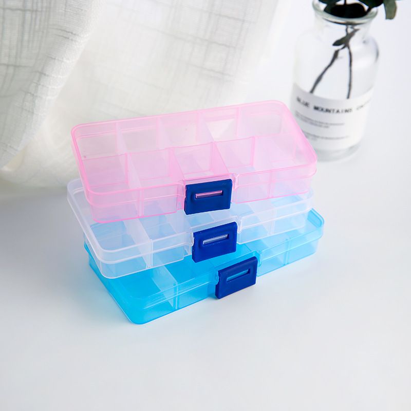 10 Lattice Transparent Plastic Storage Box Multi-lattice Earrings Jewelry Jewelry Box Finishing Box Wholesale