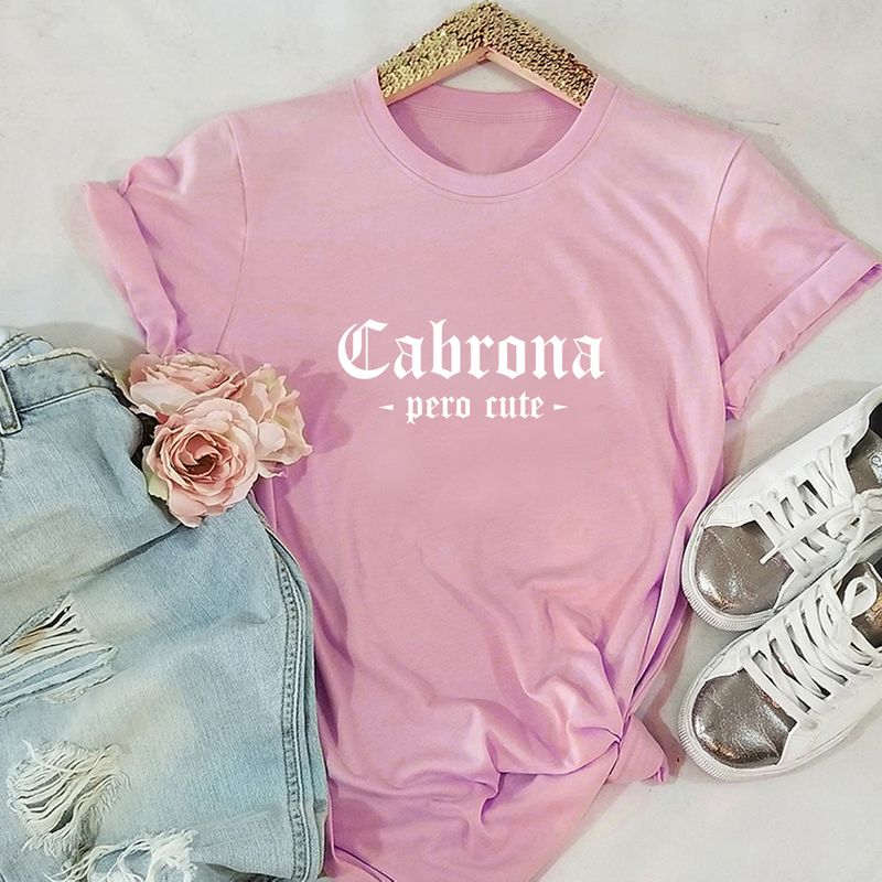 Mujeres Playeras Manga Corta Camisetas Casual Letra