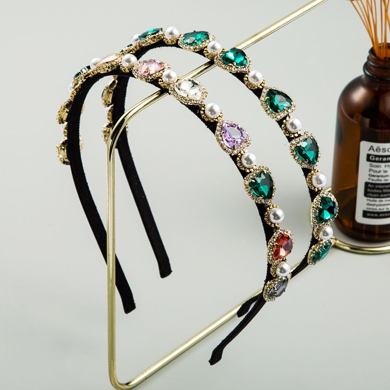 Korean Retro Palace Style Baroque Inlaid Rhinestone Headband Heart-shaped Shiny Headband Wholesale Nihaojewelry