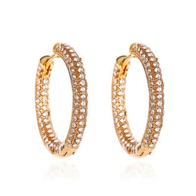 New Fashion Exaggerated Thick Circles 3 Rows Of Shiny Zircon Earrings Exquisite All-match Earrings Wholesale Nihaojewelry