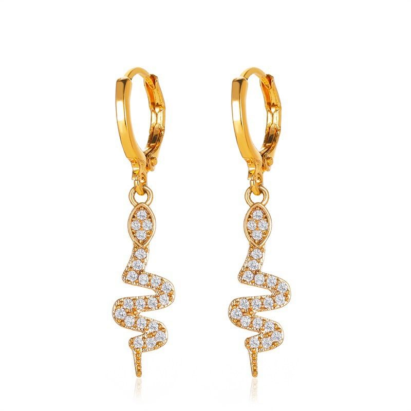 Nouvelle Mode Créative Pleine Boucles D'oreilles De Serpent De Diamant Longues Boucles D'oreilles De Serpent De Diamant En Gros Nihaojewelry