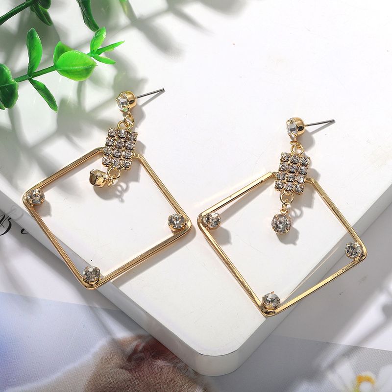 New Fashion Square Diamond-shaped Alloy Tassel Earrings Wholesale Nihaojewelry