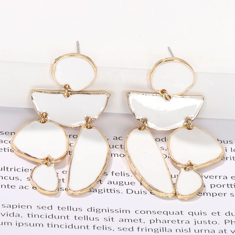 New Irregular Alloy Dripping White Large Earrings Jewelry Wholesale Nihaojewelry