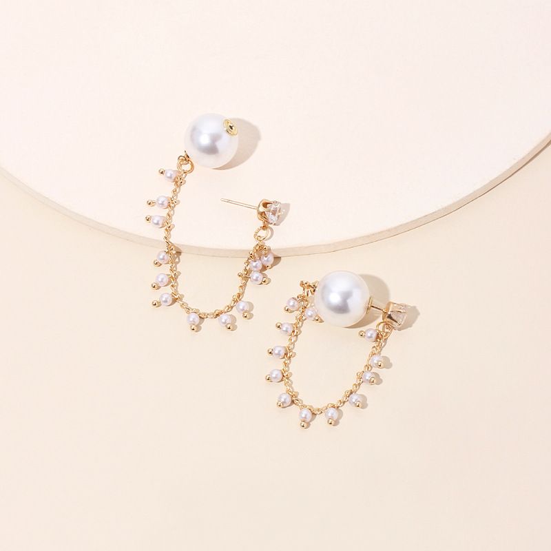 Korea's Designer Pearl Earrings High-end Sense Of Long Tassel Rhinestone Earrings Wholesale Nihaojewelry