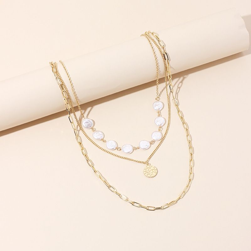 Europäische Und Amerikanische Grenz Überschreitende Heiß Verkaufte Mehr Schicht Ige Exquisite Perlenkette Für Frauen Einfache Und Modische Sechs Zackige Stern Runde Halskette Pullover Kette