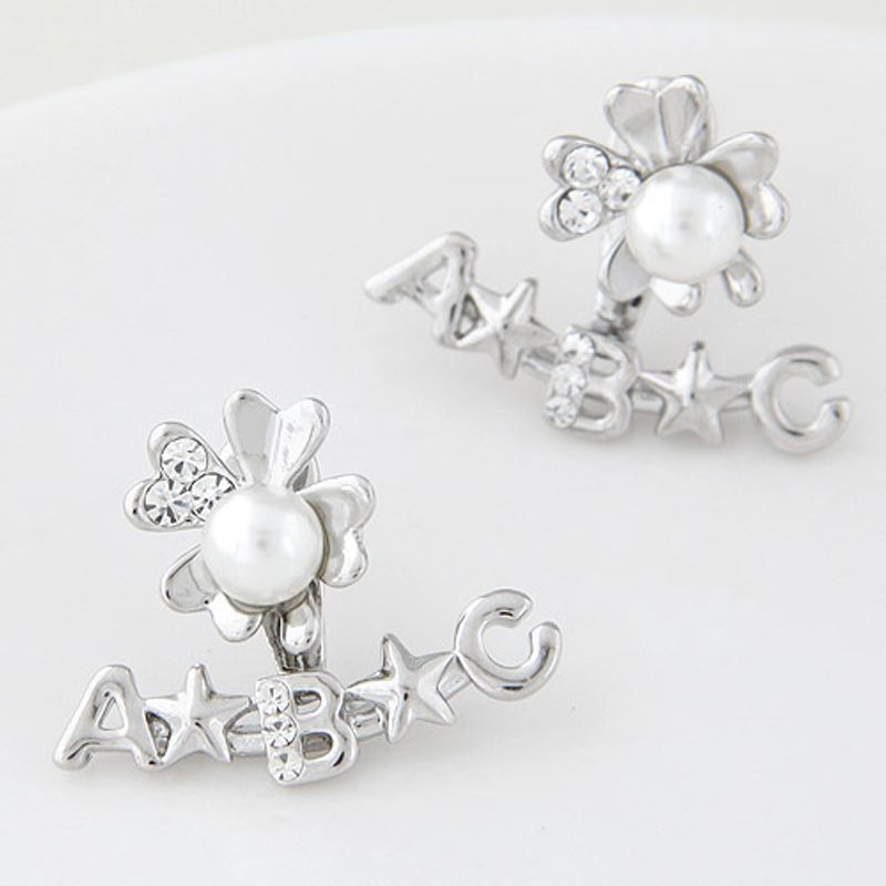 Mode De Style Coréen Simple Lettre Boucles D&#39;oreilles De Fleurs Douces En Gros Nihaojewelry