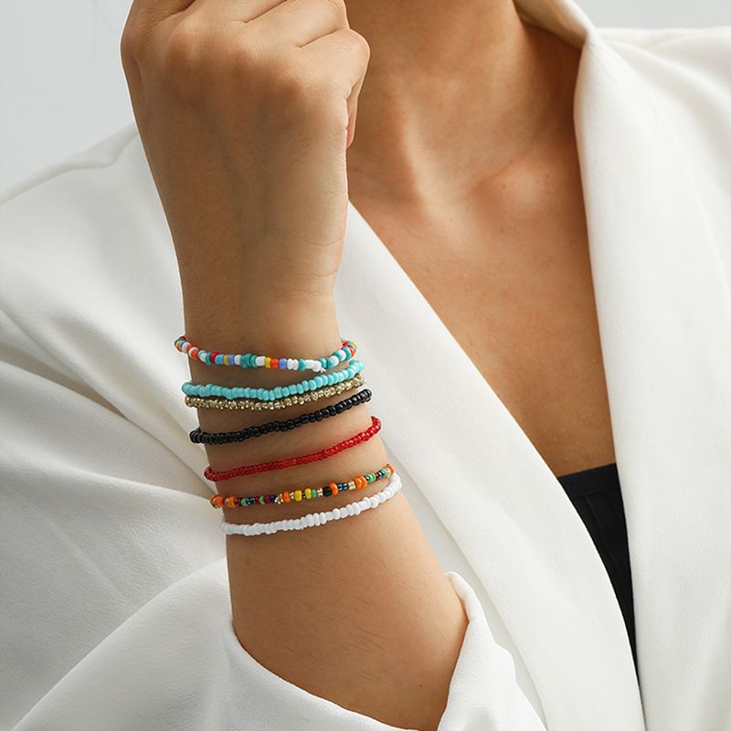 Europäische Und Amerikanische Kreative Mode Grenz Überschreitende Accessoires Bohemian Stil Reis Perlen Anzug Armband Persönlichkeit Farbe Schmuck
