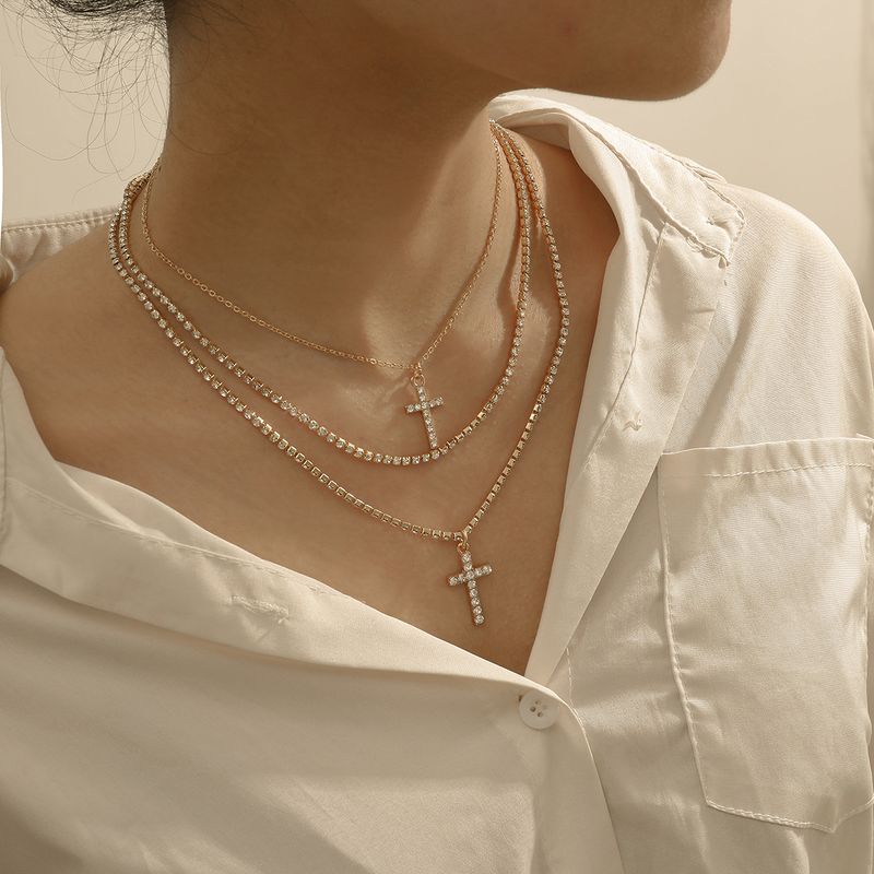 Creative Popular Jewelry Fashion Simple Glass Rhinestone Multilayer Necklace Wholesale Nihaojewelry