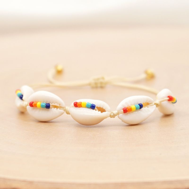Perles Arc-en-ciel Tissé Petit Bracelet Plage Coquille Naturelle Fait À La Main Petits Bijoux En Gros Nihaojewelry