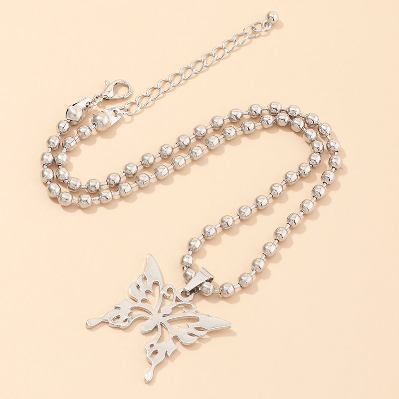 Jewelry Metal Round Bead Chain Choker Butterfly Necklace Wholesale Nihaojewelry