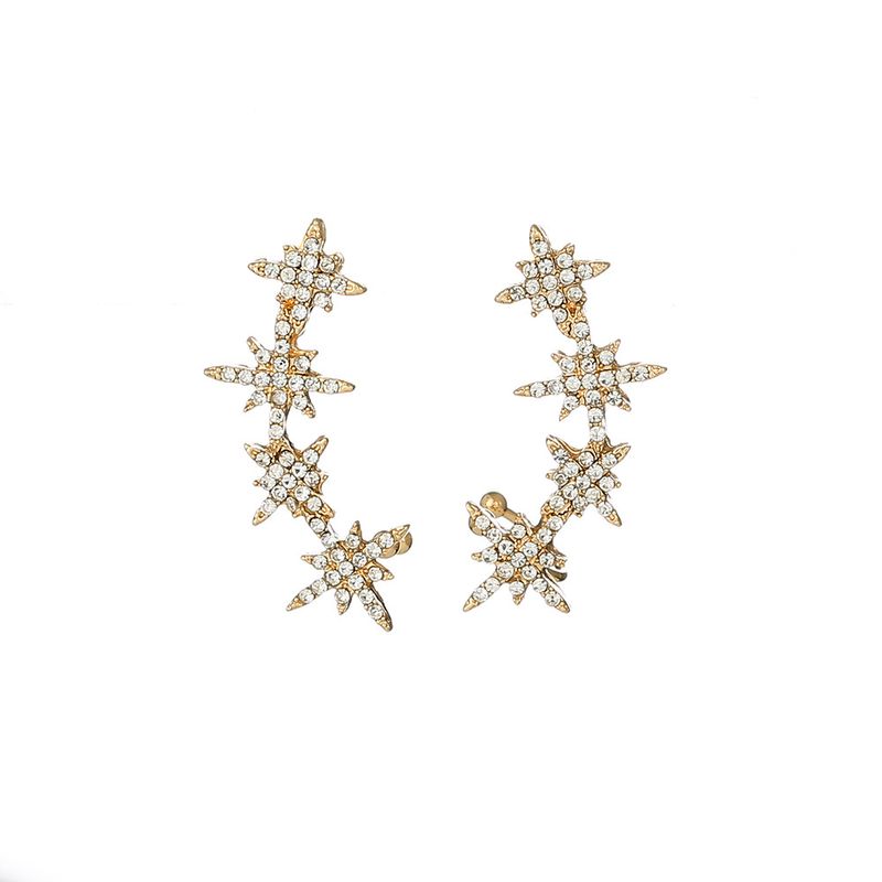 New Earrings S925 Silver Needle Diamond Snowflake Star Earrings Eight-pointed Star Ear Bone Clip Wholesale Nihaojewelry