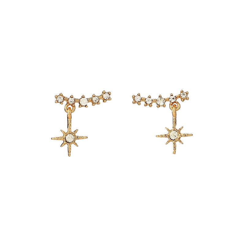 Fashion Golden Simple S925 Silver Needle Earrings Alloy Earring Exquisite Geometric Diamond-studded Snowflake Earrings Wholesale Nihaojewelry