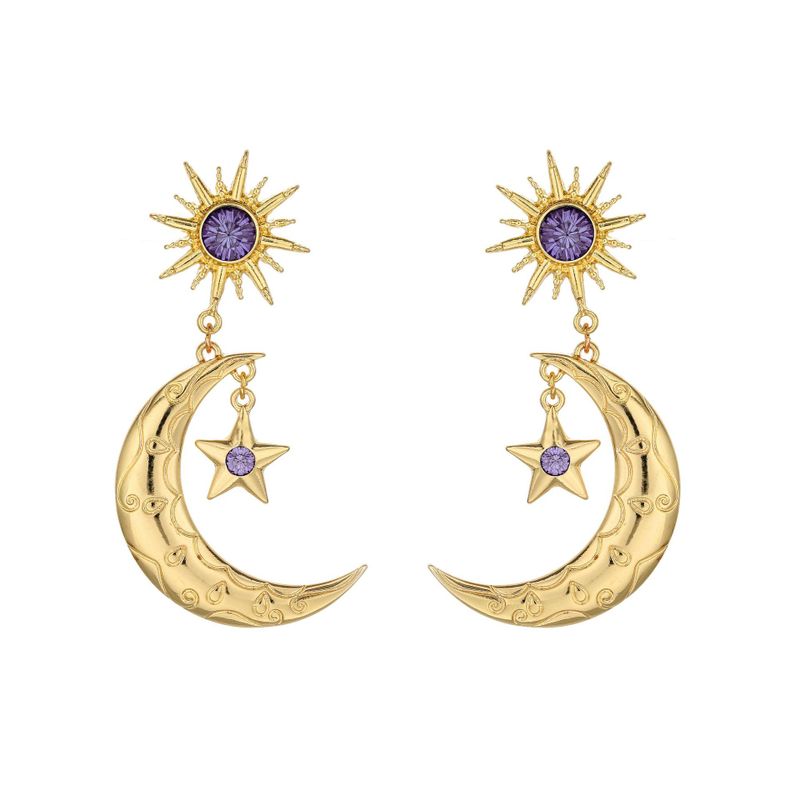 Hot Selling Earrings Fashion Purple Earrings Alloy Diamond Star Moon Earrings Wholesale Nihaojewelry