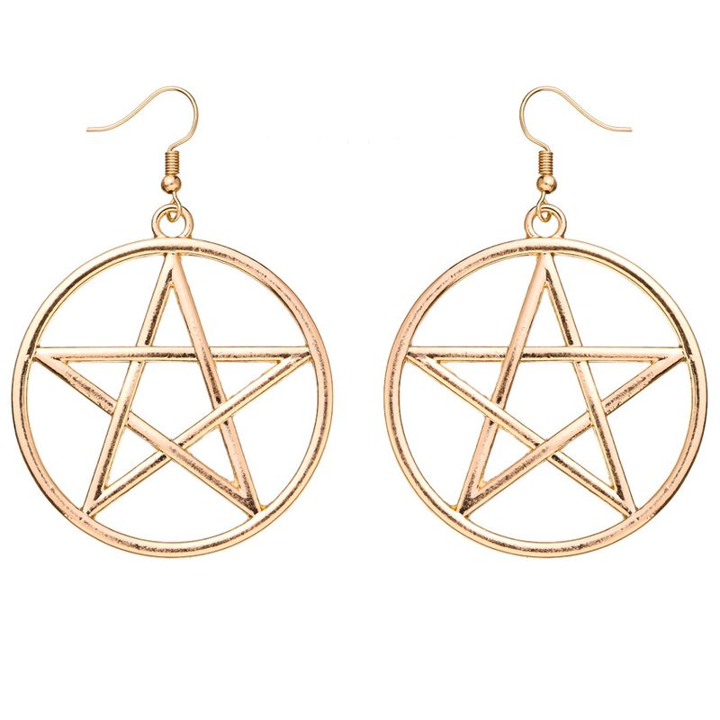 Fashion Trend Simple Exquisite Metal Circle Big Five-pointed Star Six-pointed Star Earrings Wholesale Nihaojewelry