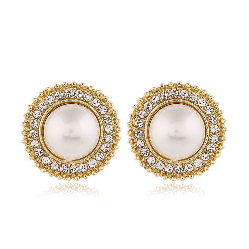 925 Silver Needle Earrings Fashion Simple And Versatile Flash Diamond Pearl Geometric Shape Earrings For Women Nihaojewelry