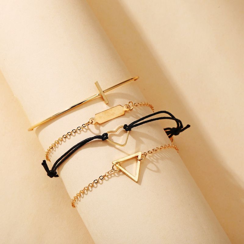 Fashion Heart Shaped Geometric Bracelet Set 4 Piece Set Creative Retro Simple Alloy Bracelet Nihaojewelry