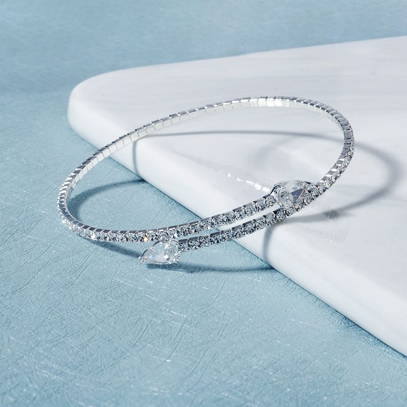 Korean Simple Open Elastic Bracelet High-end Zircon Diamond Bracelet Wholesale Nihaojewelry