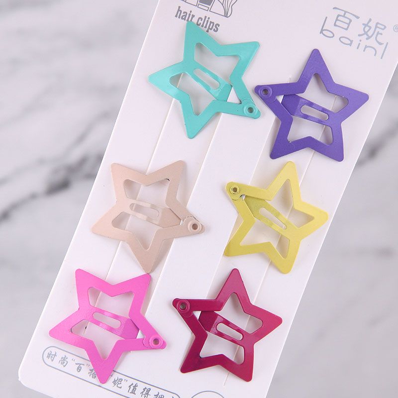 Fashion Hairpin For Children Candy Color Cute Children's Hair Clip Five-pointed Star Hairpin Side Clip Korea Small Clip Hairpin