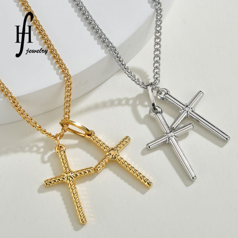 Fashion Cross Multi-layer Necklace Hip Hop Stainless Steel Necklace For Women Retro Pendant Net Red Long Section Fashion Necklaces