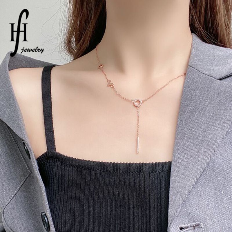 Corea Moda 18k Oro Rosa Letra Borla Collar Largo Para Mujer Moda Salvaje Collar Nihaojewelry