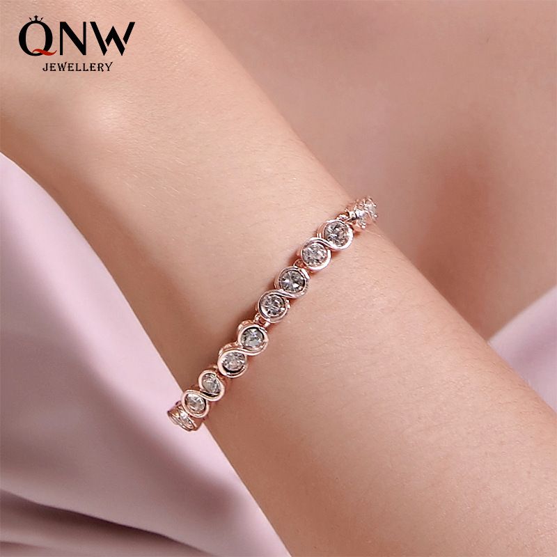 Klassisches Kristall Armband Im Koreanischen Stil, Einfaches Rundes Zirkon Armband, Geschenk Für Freundinnen Und Schwestern