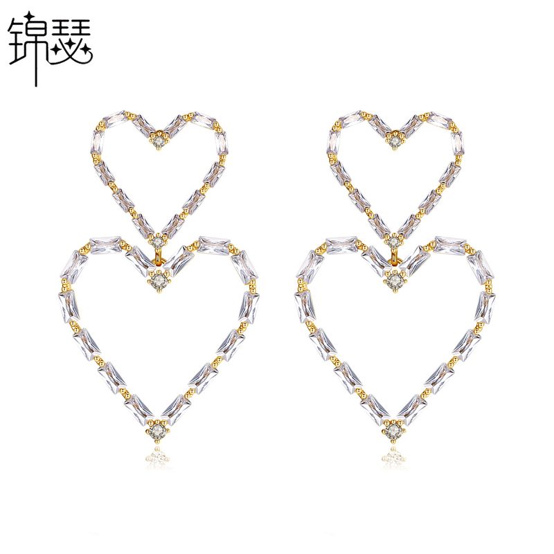 Heart-shaped Earrings Fashion Korean New Style Ladies Love Popular Banquet Earrings Gift Wholesale Nihaojewelry