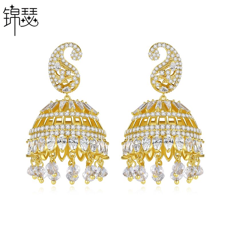 Banquet Bell Hollow Ladies Pearl Pendant Earrings Wholesale Nihaojewelry