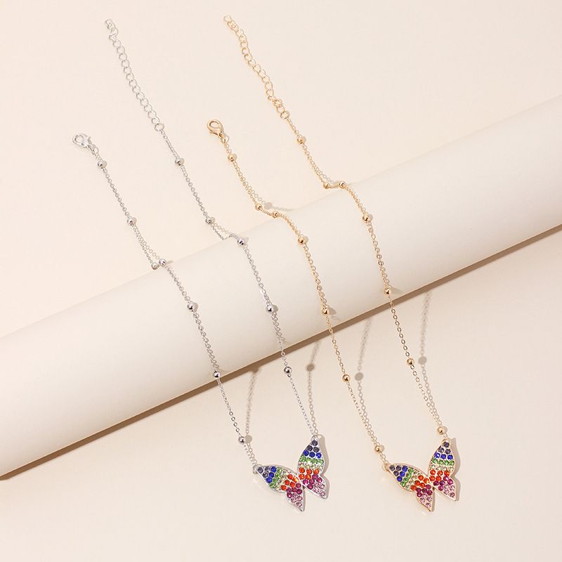 Fashion Simple Butterfly Pendant Necklace Korean Super Fairy Diamond Exquisite Women's Clavicle Chain Nihaojewelry
