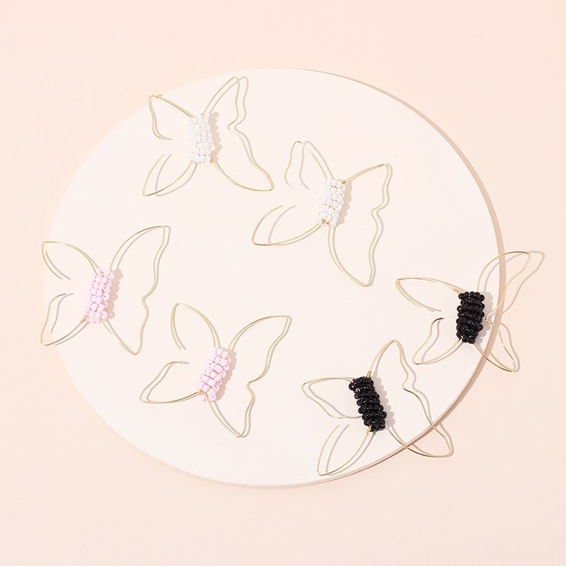 Fashion Hot Sale Simple  Line Butterfly Rice Bead Earrings  For Women Nihaojewelry