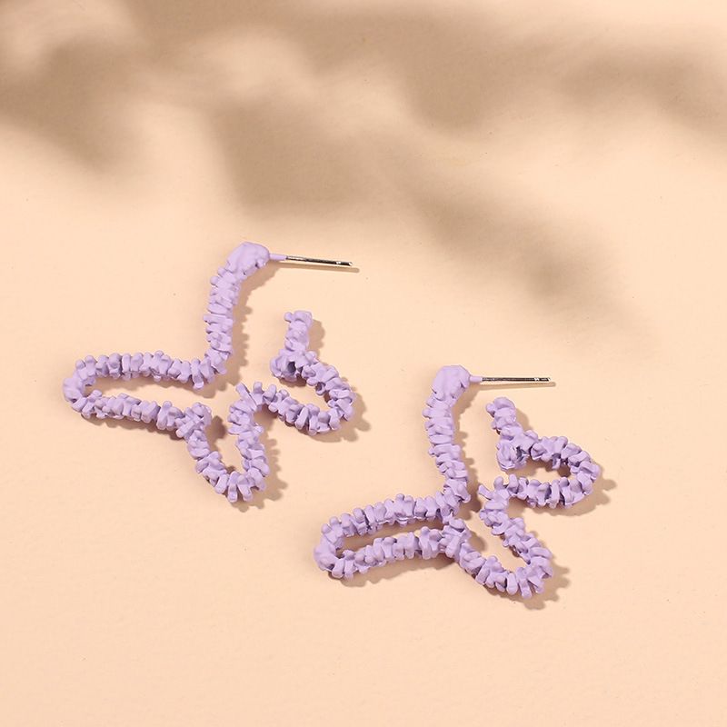 New Trendy Hollow Purple Butterfly Earrings Sweet Dreamy Taro Purple Retro Earrings Wholesale Nihaojewelry