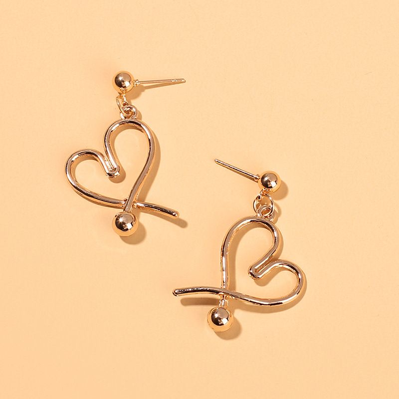 Pendientes De Amor De Aleación De Joyería De Moda Pendientes Geométricos Simples En Forma De Corazón Para Mujeres Al Por Mayor Nihaojewelry