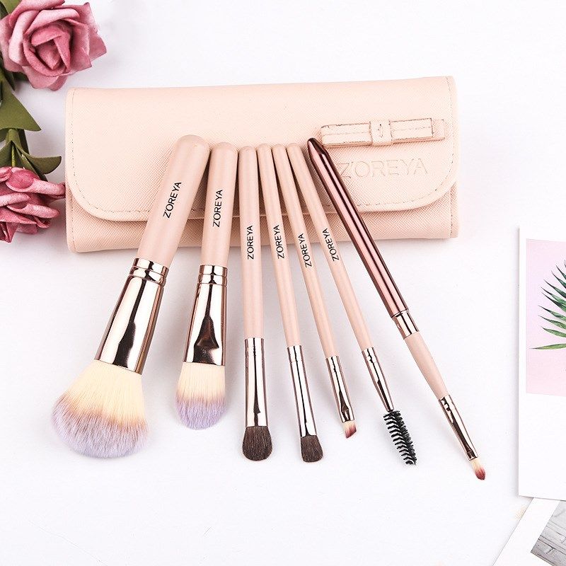 Fashion 7 Portable Man-made Fiber Brushes For Beginners Bow Makeup Brushes For Women Nihaojewelry