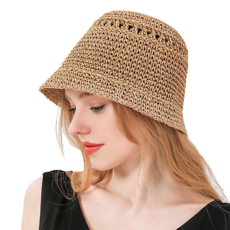Hat For Women Summer New Hand-woven Sun-shading Hat Fisherman Hat Korean Outing Solid Color Foldable Straw Hat