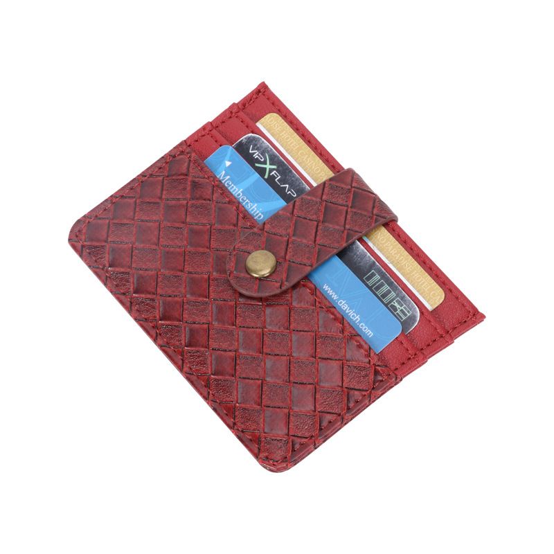 Korean Fashion Simple Multi-card Slot Short Card Holder Woven Pattern Coin Purse Mini Card Holder Girl's Wallet Summer New