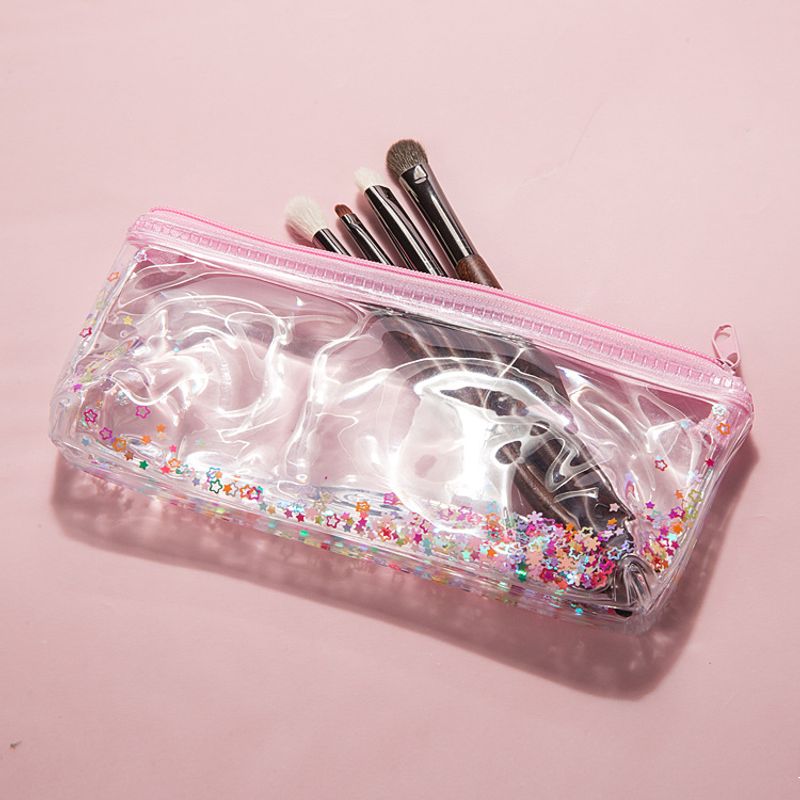 Fashion New Korean Storage Bag Transparent Waterproof Cosmetic Bag For Girls Cartoon Simple Zipper Toiletry Bag Storage Bag