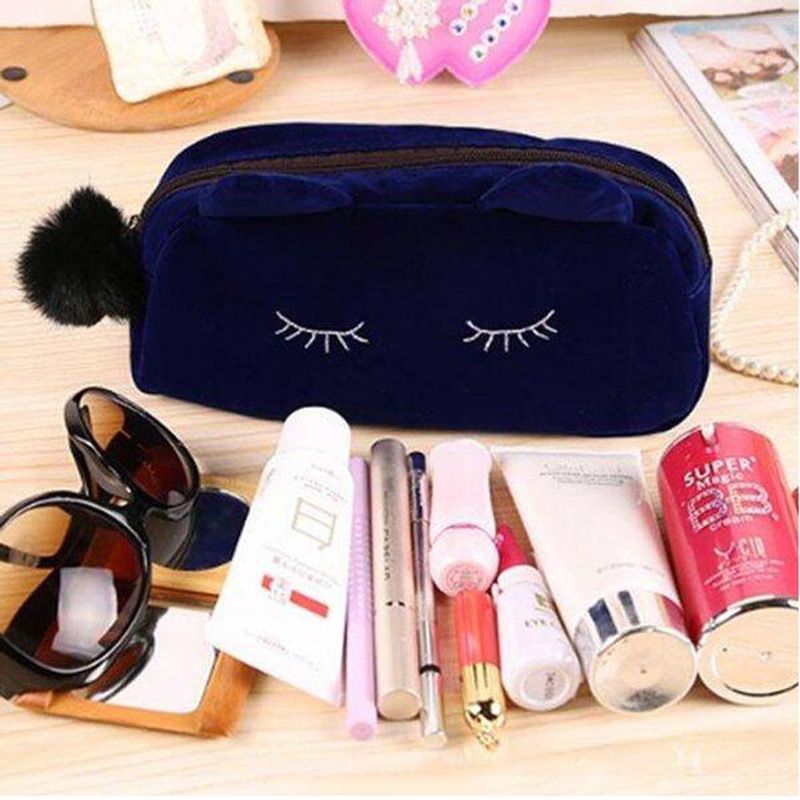 Korean Cute Cat Large Capacity Cosmetic Bag Korea Cute Clutch Bag Girl Coin Purse Student Storage Bag For Women