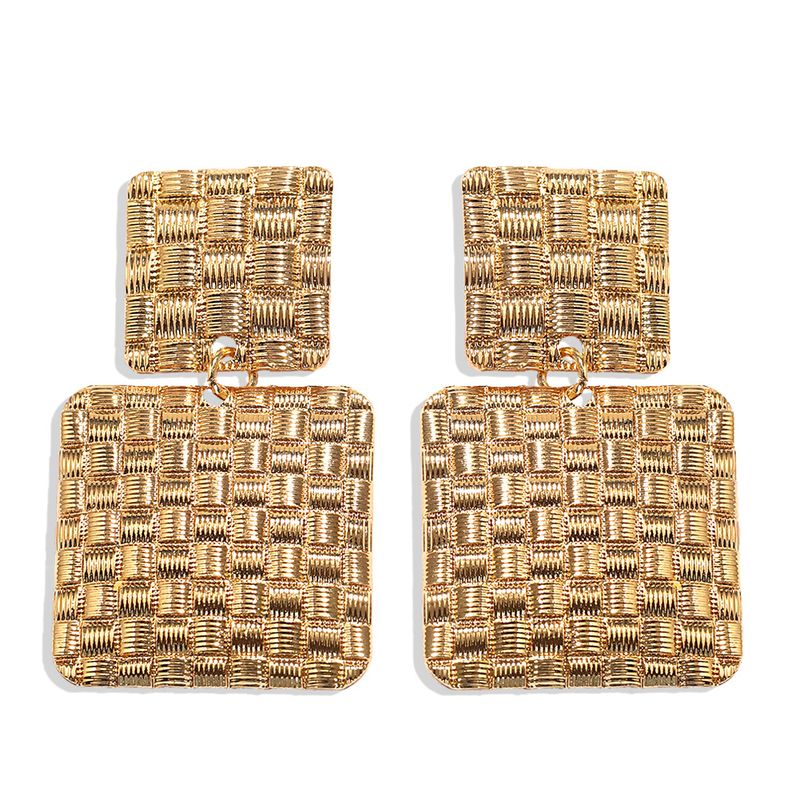 Texture Square Metal Maze Pattern Earrings Bumpy Punk Simple Geometric Earrings Wholesale Nihaojewelry