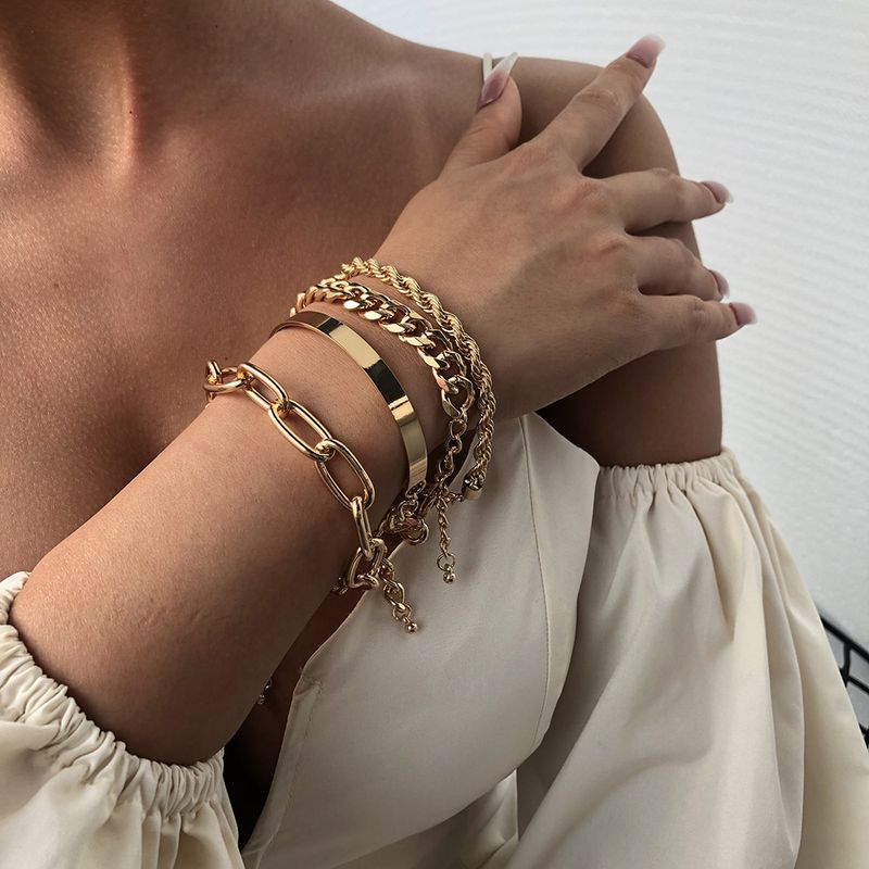 Fashion New Women's Bracelet Alloy Thick Bracelet Fashion Gold Bracelet Nihaojewelry