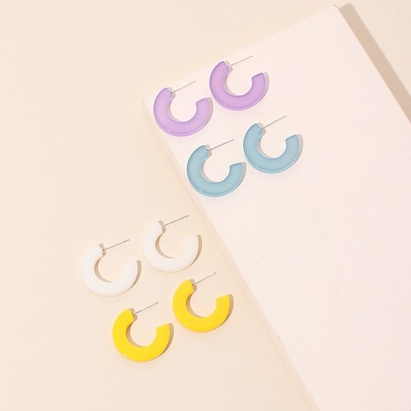 Fashion Candy Color  Korean Fashion New Niche Simple C-shaped Earrings