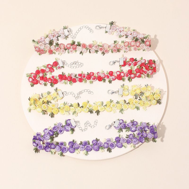 Retro Lace Tie Flower Collar Choker Short Clavicle Necklace Wholesale Nihaojewelry