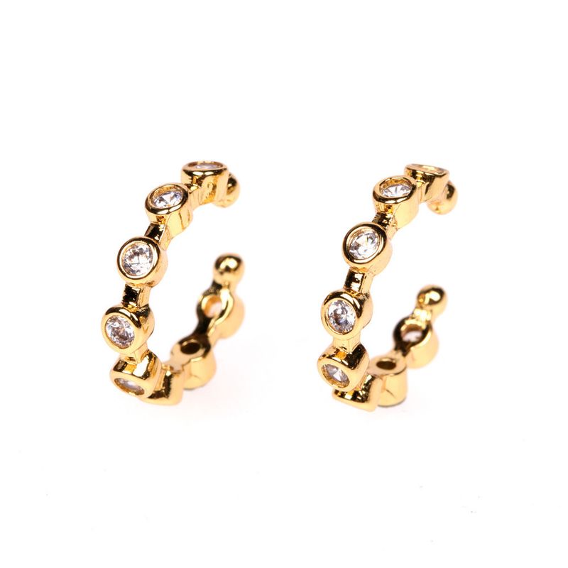 Fashion Earrings Micro-inlaid Zircon C Type Non-pierced Copper Earrings For Women Jewelry Wholesale Nihaojewelry
