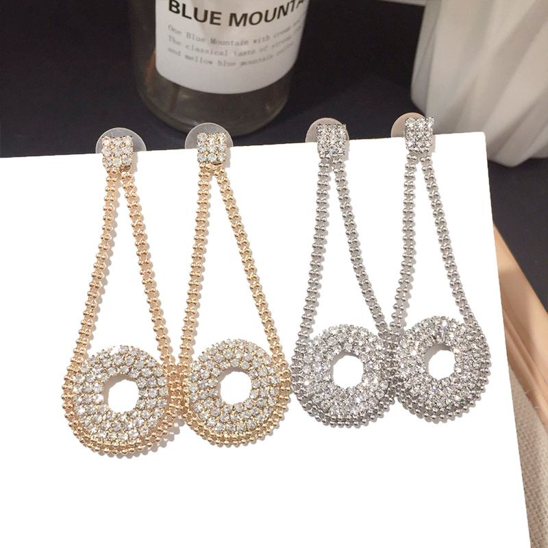 Nouvelle Mode Coréenne Pleine Tendance Diamant Cercle Sauvage Boucles D&#39;oreilles En Alliage Classique Pour Les Femmes Nihaojewelry