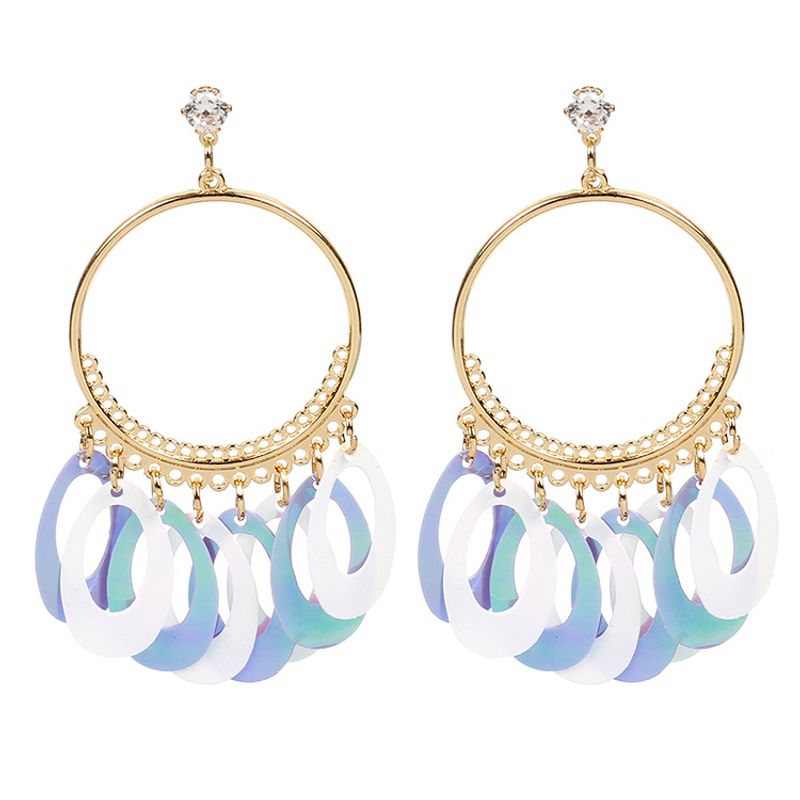 Fashion Hot Selling Geometric Oval Gradient Fish Scale Earrings For Women Nihaojewelry