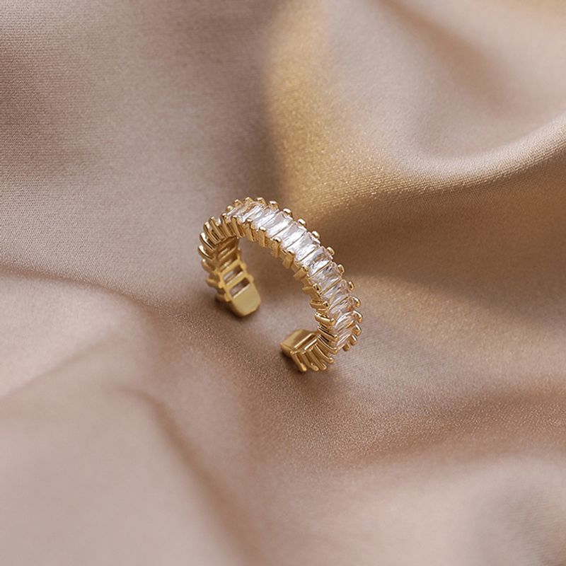 Koreanische Version Des Einfachen Temperaments, Funkelnde Zirkon-diamant-zeigefinger-ring, Quadratische Mode, Persönlichkeit, Netto-promi-ring, Weiblich