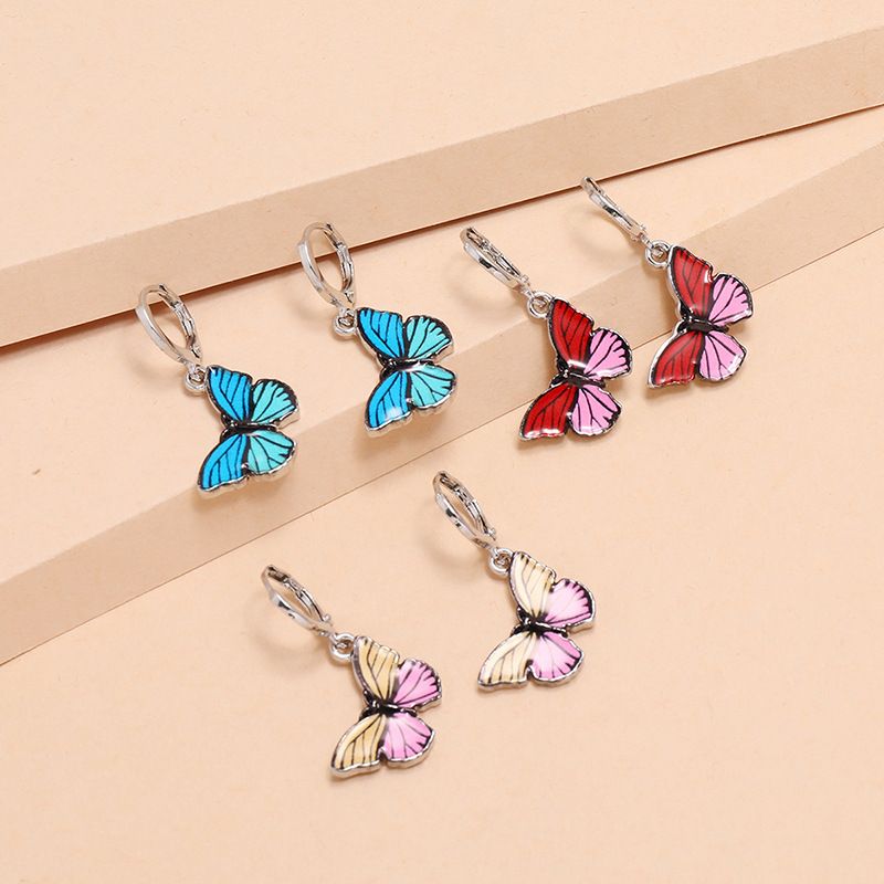 Mode Retro Ins Farbe Schmetterlings Tropfen Öl 3-teiliges Set Ohrringe Japan Und Südkorea Frische Persönlichkeit Temperament All-match-set Ohrringe