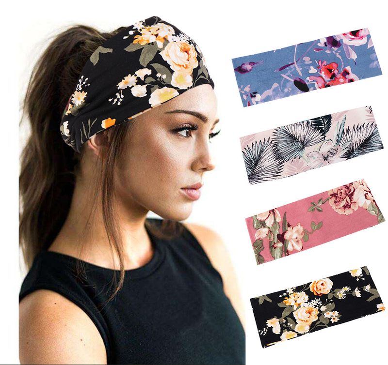 Big Flower Cotton Headband Soft Yoga Sports Elastic Headband Wholesale Nihaojewelry