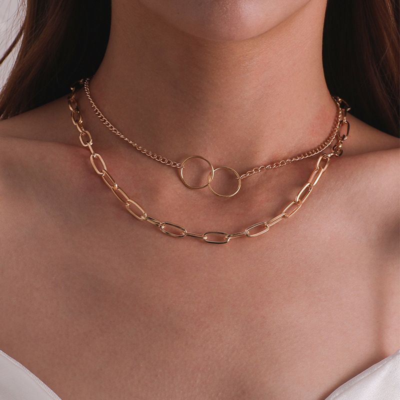 New Fashion Multi-layer Retro Simple Alloy Metal Clavicle Chain Necklaces Nihaojewelry
